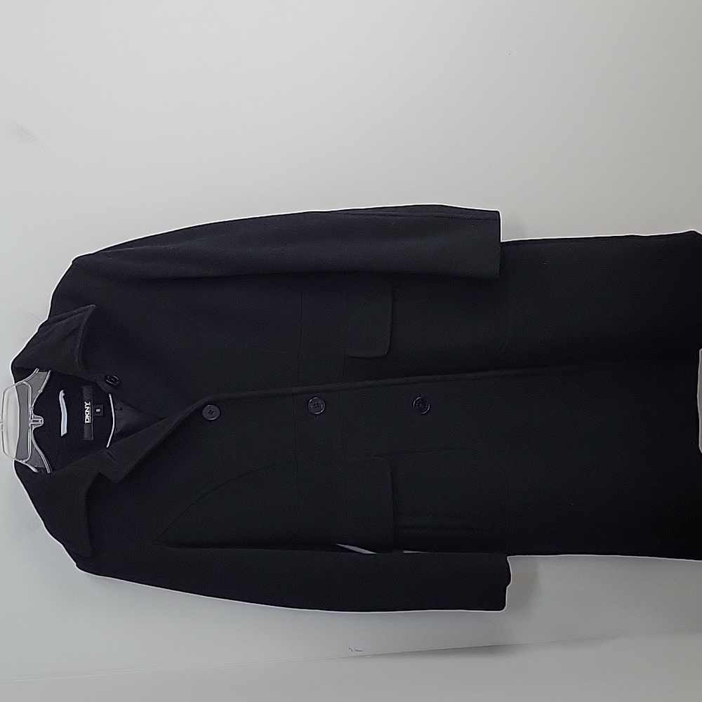 DKNY Black Wool Blend Coat